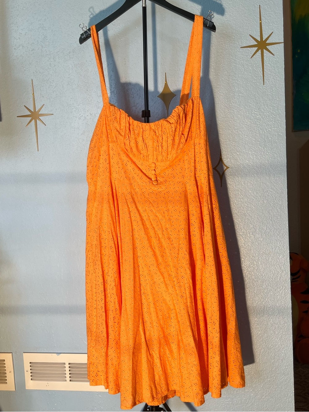Unique Vintage Orange Eyelet Dress
